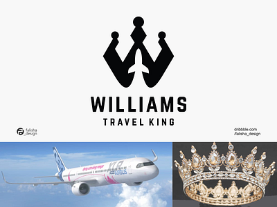 williams travel king logo ispiration 3d abstract airline brand identity branding circle company design flat icon illustration king logo logoispiation monogram travel travel agency travel king vector w