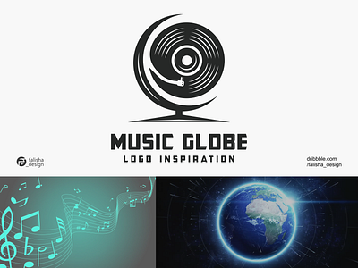 music globe logo inspiration 3d abstract awesome brand identity branding clothing company cover design digital flat globe icon illustration logo monogram music music player symbol vector