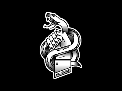 Tattoo Flash - Kill Quick black grey black and white flash illustration snake tattoo