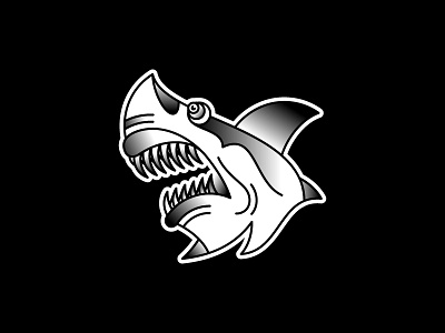 Tattoo Flash - Shark Bite black grey black and white flash illustration shark tattoo