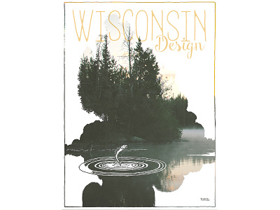 Wisconsin Design box cabin cover fish fishing illustration lake rectangle ripple washed out watercolor wisconsin