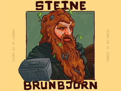 Steine Brunbjorn – D&D character dd dragons druid dungeons dwarf hammer illustration square warhammer