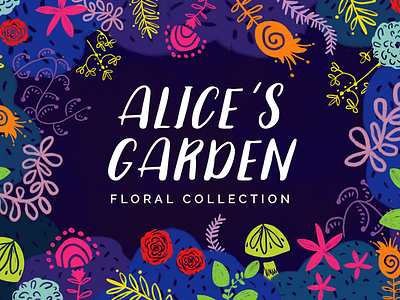 Alice's Garden Floral Collection adobe alice in wonderland bouquets floral flowers garden illustration patterns whimsical