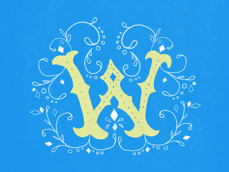 #Typehue Week 23: W typography illustration lettering floral wild yellow blue challenge w
