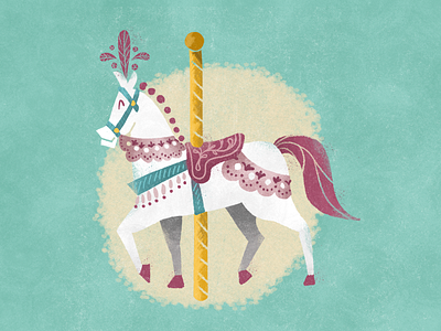 Carousel Horse carousel fantasy fantasyland horse illustration merry go round pink retro storybook