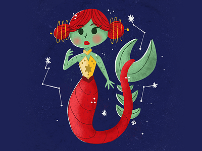 Space Mermaid alien illustration mermaid mermay outerspace procreate sci fi