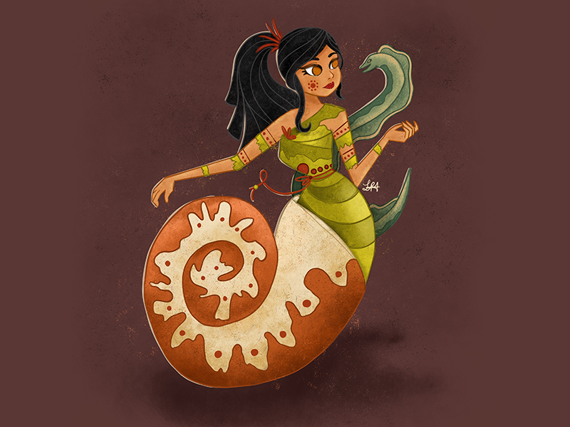 Prehistoric Mermaid eel nautilus prehistoric mermay mermaid illustration