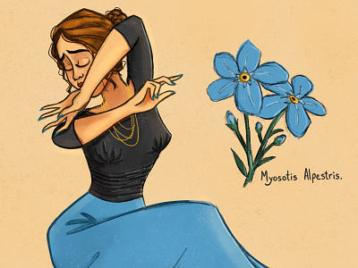 Don't Forget Me challenge character character design floral flowers forget me nots illustration