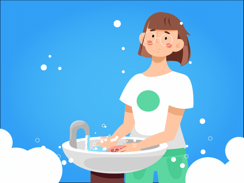 Wash your hands 2d character 2danimation animated character animated gif animation blue cartoon cartooning character character animation covid19 expression gif gif animated girl character hands wash washing water