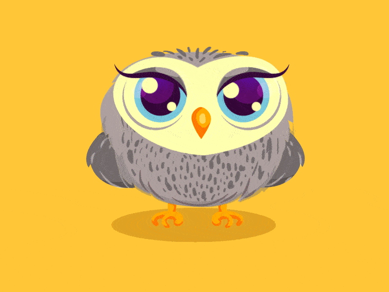 THE OWL 2d character 2danimation animal animated character animated gif animation birds cartoon cartoon character cartooning cartoons expression fly gif motion motion graphic motiongraphics owl owls yellow