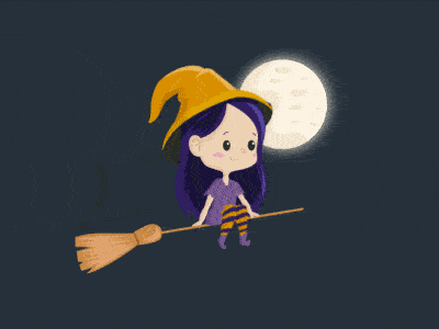 Happy Halloween 2d character 2danimation animated character animated gif animation broom character animation gif halloween halloween carnival halloween party motion motion graphic motion graphics sky witch