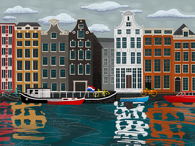 Amsterdam Canals adobe amsterdam architecture canals children book illustration design illustration naturalistic photoshop water