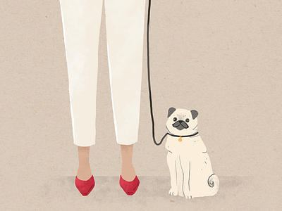 Pug Life adobe art children book illustration design digital digitalart dog fashion flat art heels illustration natural naturalistic paintbrush photoshop pug pugs puppy shoes woman