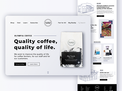 Coffee Site Redesign coffee ecommerce home page homepage minimal minimalist redesign sketch store ui uidesign web design