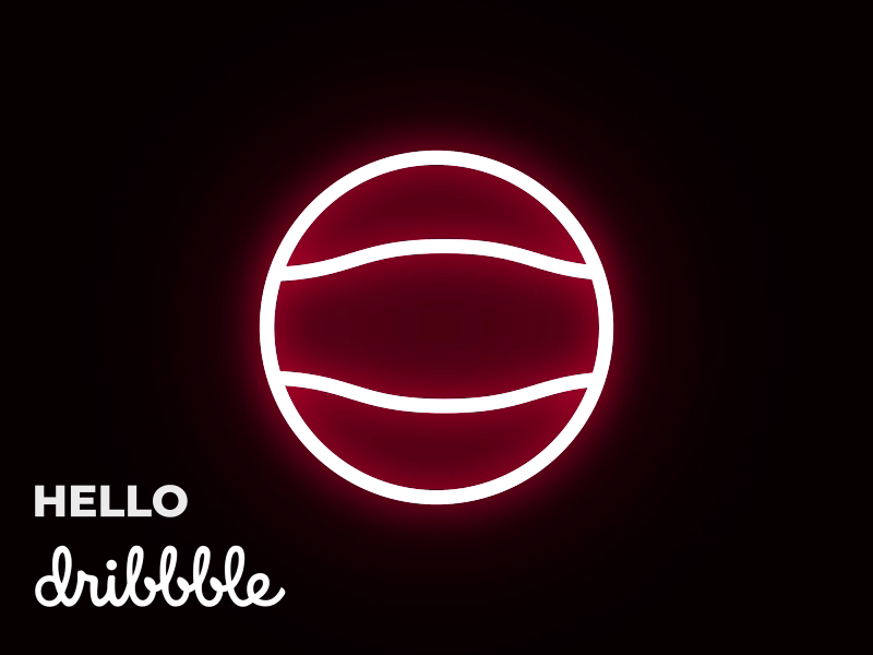 Hello Dribbble! after effect animation art basketball clean design flat gif gif animation graphic design icon illustration illustrator logo minimal neon spinning type vector web