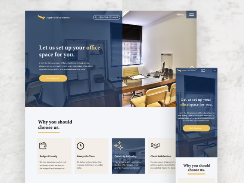 Landing Page (UI Design) / Sagebird Office Interiors. by Drew Ugbechie ...