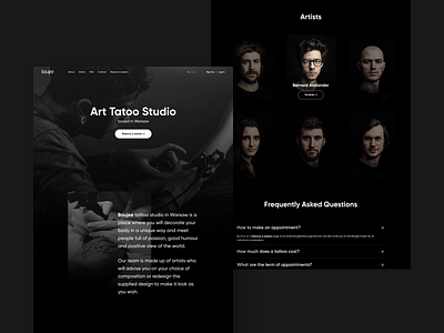 Art Tattoo Studio Boujee art studio art tattoo art tattoo studio black and white boujee tattoo ui design web design