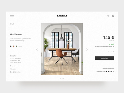 Furniture Store Concept | Product Page branding chair chair shop chair store concept design furniture furniture shop furniture store furniture website ikea product page ui ui design ux web design