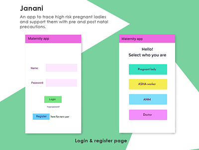 Janani app buttons design flat interactive interface logo navigation ui ux web