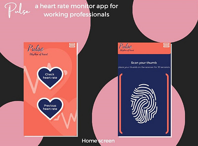 Pulse- heart rate monitoring app app branding buttons design flat interface navigation ui ux web