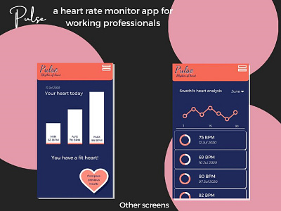Pulse- heart rate monitoring app app branding buttons design interaction design interface navigation ui ux web