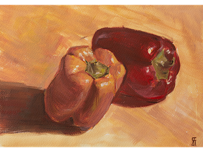 Peppers fineart gouache painting peppers still life stilllife