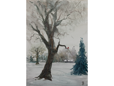 Winter shapes fineart illustration landscape painting painting snow watercolor watercolor painting winter