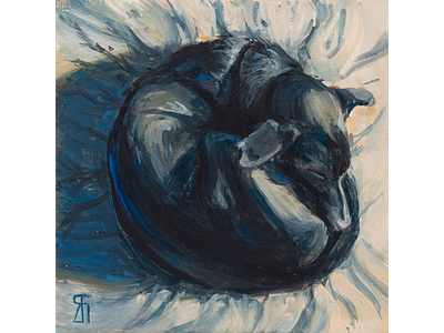 Circle of sleep dog dog illustration fineart gouache illustration painting