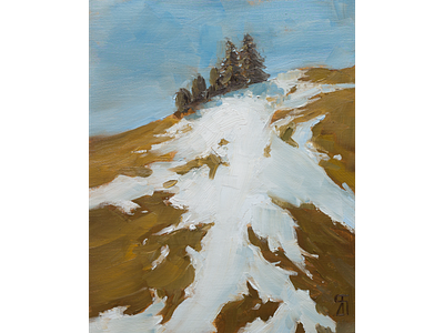 Snowmelt pattern (Oil) alllaprima fineart landscape painting mountain oil oil painting painting pattern snow