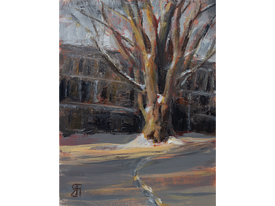 Living pillar (Acrylic) acrylic painting alllaprima fineart landscape painting painting snow tree