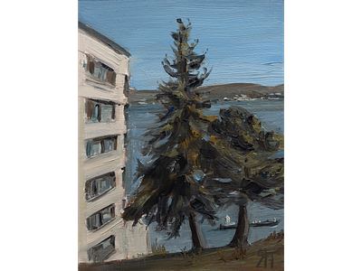 Outlook (Oil) alllaprima fineart landscape painting oil painting painting quebec river saint lawrence