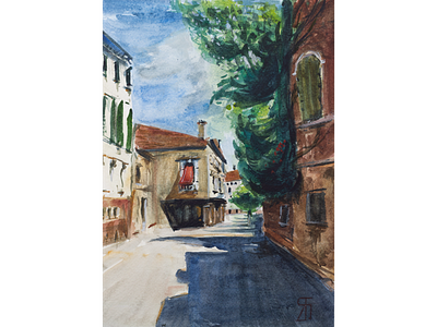 Venetian shadows (Watercolor) cityscape fineart painting venetian streets venice watercolor