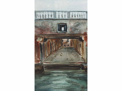 Mysterious maze (Watercolor) canal cityscape fineart illustration mood mysterious painting venetian streets venice watercolor watercolor painting