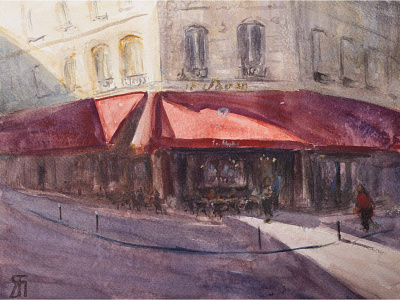 Rendez-vous (Watercolor) cafe cityscape fineart illustration mood painting paris parisian parisian cafe streets watercolor watercolor painting