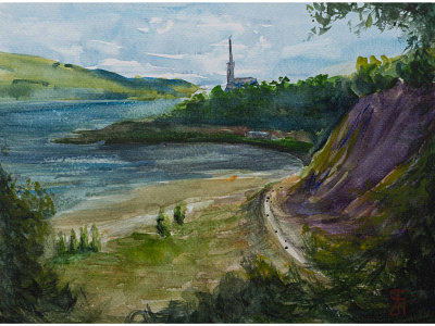 The cliff (Watercolor) cliff fineart landscape landscape painting painting quebec watercolor watercolor painting