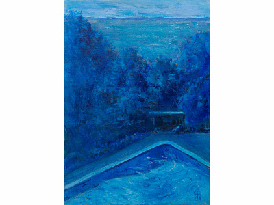 Relaxing in blue (Acrylic) acrylic painting blue bluescape fineart illustration landscape painting painting relax swimming pool zen