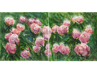 Eight of hearts (Watercolor) colorful fineart flowers illustration impressionist painting rhododendron rose watercolor watercolor painting