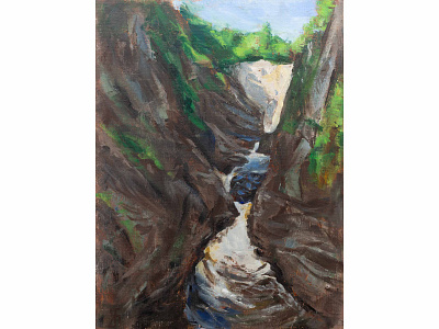 Falls (Acrylic) acrylic fineart illustration impressionist landscape painting mountain painting quebec saint anne falls waterfalls