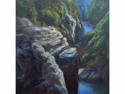 Falls, n°6 (Acrylic) acrylic chute fineart forest illustration impressionist landscape painting nature painting quebec rocks saint anne falls water waterfalls
