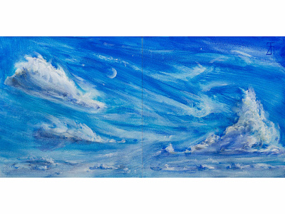 Unity, variety, connection (Watercolor) blue clouds dream fineart illustration impressionist landscape painting painting sky watercolor watercolor painting