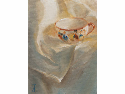 Rising sun (Oil) alla prima fineart illustration impressionist japanese oil painting painting realism still life tea cup