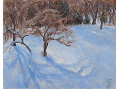 Frozen tree (Acrylic) acrylic painting fineart forest illustration impressionist landscape painting painting quebec snow tree winter