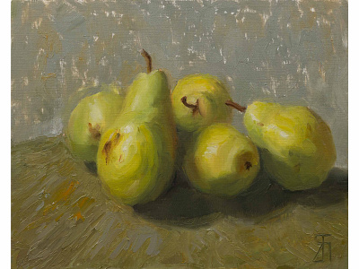 Quintet (Oil) fineart fruit illustration impressionist oil painting painting pears realism still life