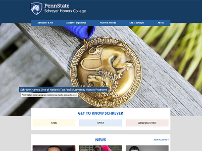 Schreyer Honors College Website college design development education honors penn state responsive schreyer university web