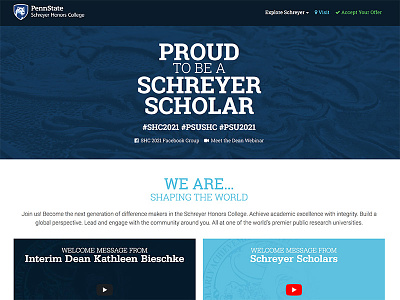 Schreyer Honors College Accepted Student Site design development education honors penn state responsive schreyer web