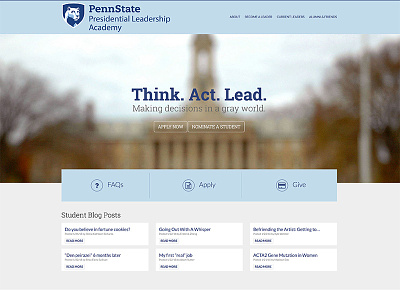 Penn State Presidential Leadership Academy design development ethics leadership penn state responsive university web