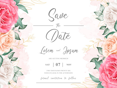 Watercolor floral frame template