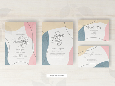 Wedding invitation card template with of hand painted abstract