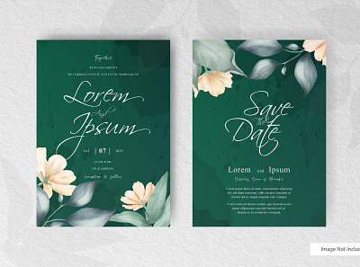 Editable watercolor wedding invitation card set template background banner card design elegant eucalyptus frame green greenery illustration invitation set spring summer template vector vintage watercolor wedding white