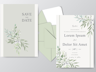 Elegant Watercolor Wedding Invitation with Greenery Foliage